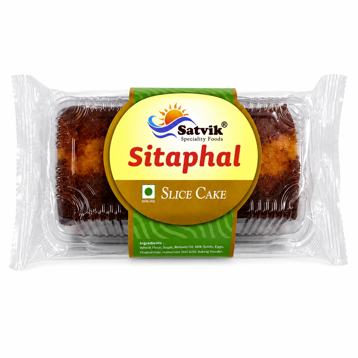 Sitaphal Slice Cake with soft texture and distinctive custard apple flavor, ideal for fruity desserts, celebrations and sweet treats.