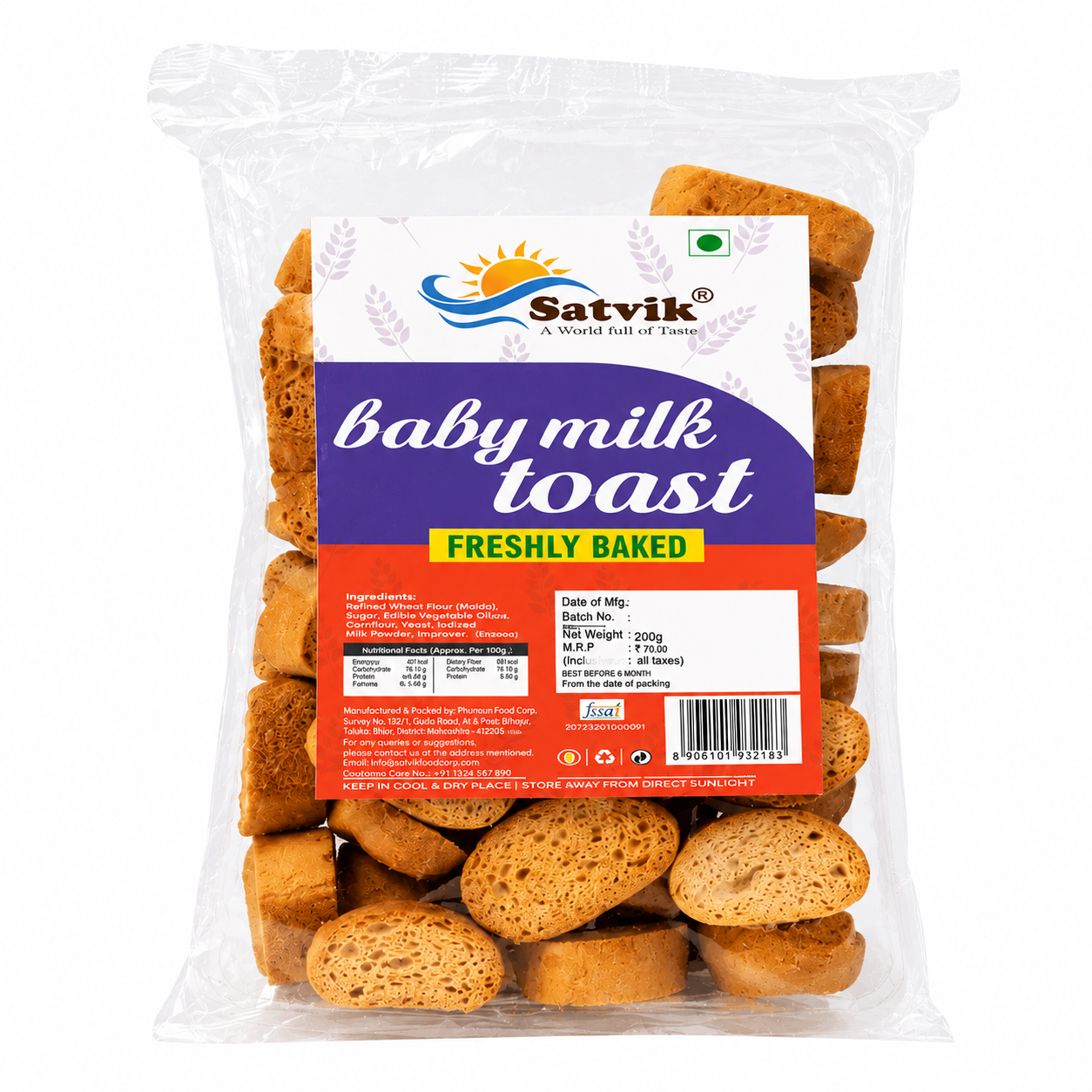 Baby Toast Milk 200 GMS with crisp texture and delicate milk flavor, suitable for breakfast, tea-time and light everyday snacking.