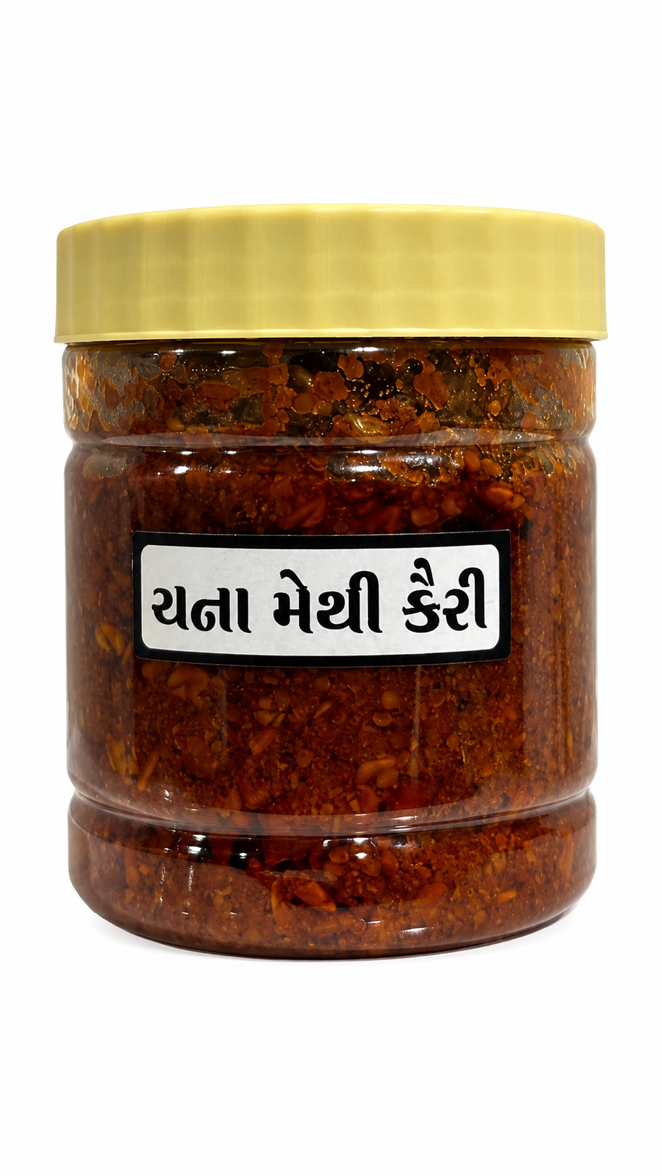 Chana Methi Keri 250 GMS prepared with raw mangoes, fenugreek, chickpeas, and traditional spices, hygienically packed for freshness.