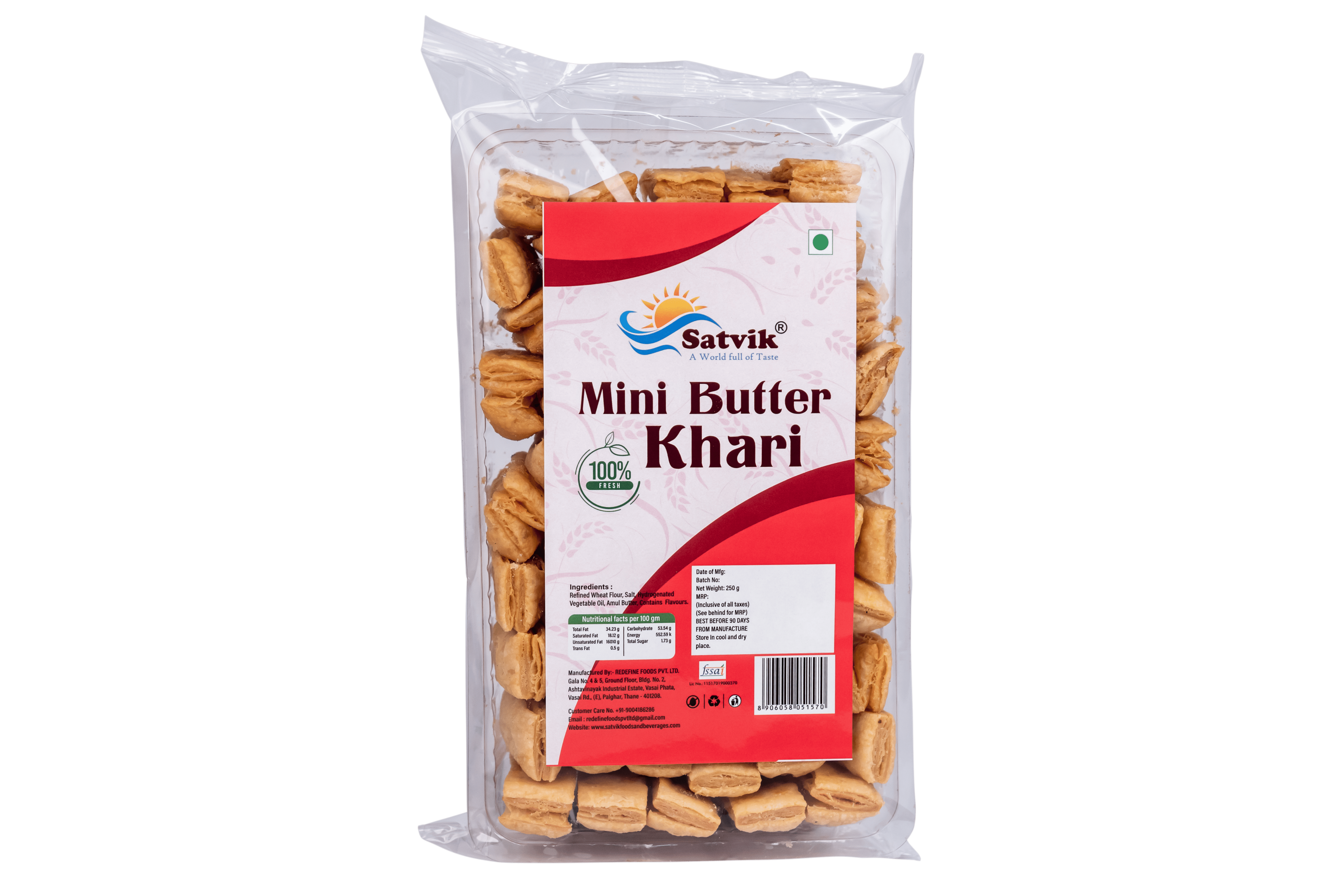 Mini Butter Khari 200gm with crisp flaky layers and buttery flavor, freshly packed for tea-time, parties, and everyday snacking.