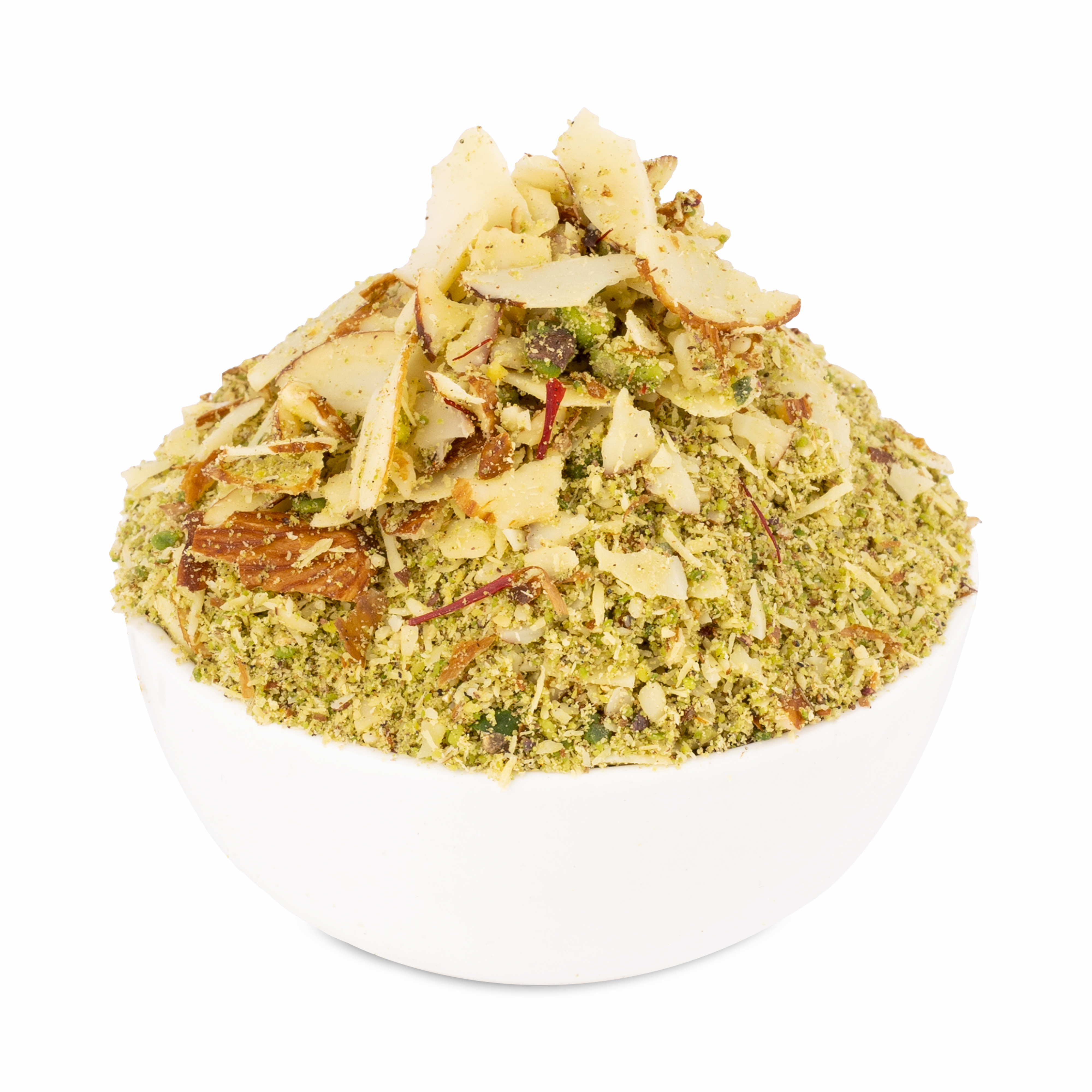 Traditional milk masala blend with spices displayed beside a glass of warm saffron milk